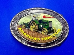 America&rsquo;s Tractor Agricultural Farm Scene Farmers Western Style Belt Buckle