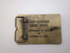 US Olympic Shooting Team Official Sponsor Belt Buckle Brass 1988 Seoul Korea