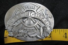 FIRE FIGHTER Belt Buckle Fire Dept. Siskiyou 1991 America&rsquo;s Heroes