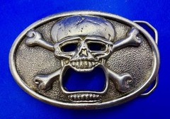 Creepy Skull Cross Bones Cosplay Gothic Punk Belt Buckle with Bottle Opener