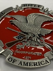 National Rifle Association Of America NRA Eagle Red Belt Buckle USA