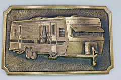 Vintage Robin Mfg Co Reading Pa. Solid Brass RV Travel Trailer Belt Buckle #2009