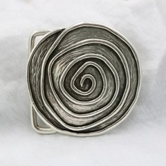 Round Belt Buckle With Asymmetrical Spiral, Irregular Design