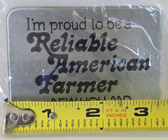 Vintage 1982 New Holland American Farmer Men&rsquo;s Belt Buckle Pewter 3.5 inches