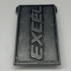 Excel Belt Buckle Metal Pewter tone Raised Lettering Made in USA Vintage