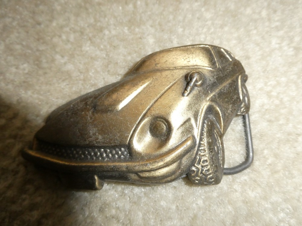 Vintage Brass 1970s Car Belt Buckle 3 3/4&Prime; Wide