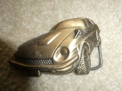 Vintage Brass 1970s Car Belt Buckle 3 3/4&Prime; Wide