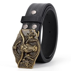 TRIWORKS Western Cowboy Leather Belt for Men Women Fit Size 34&Prime;-37&Prime;, Black