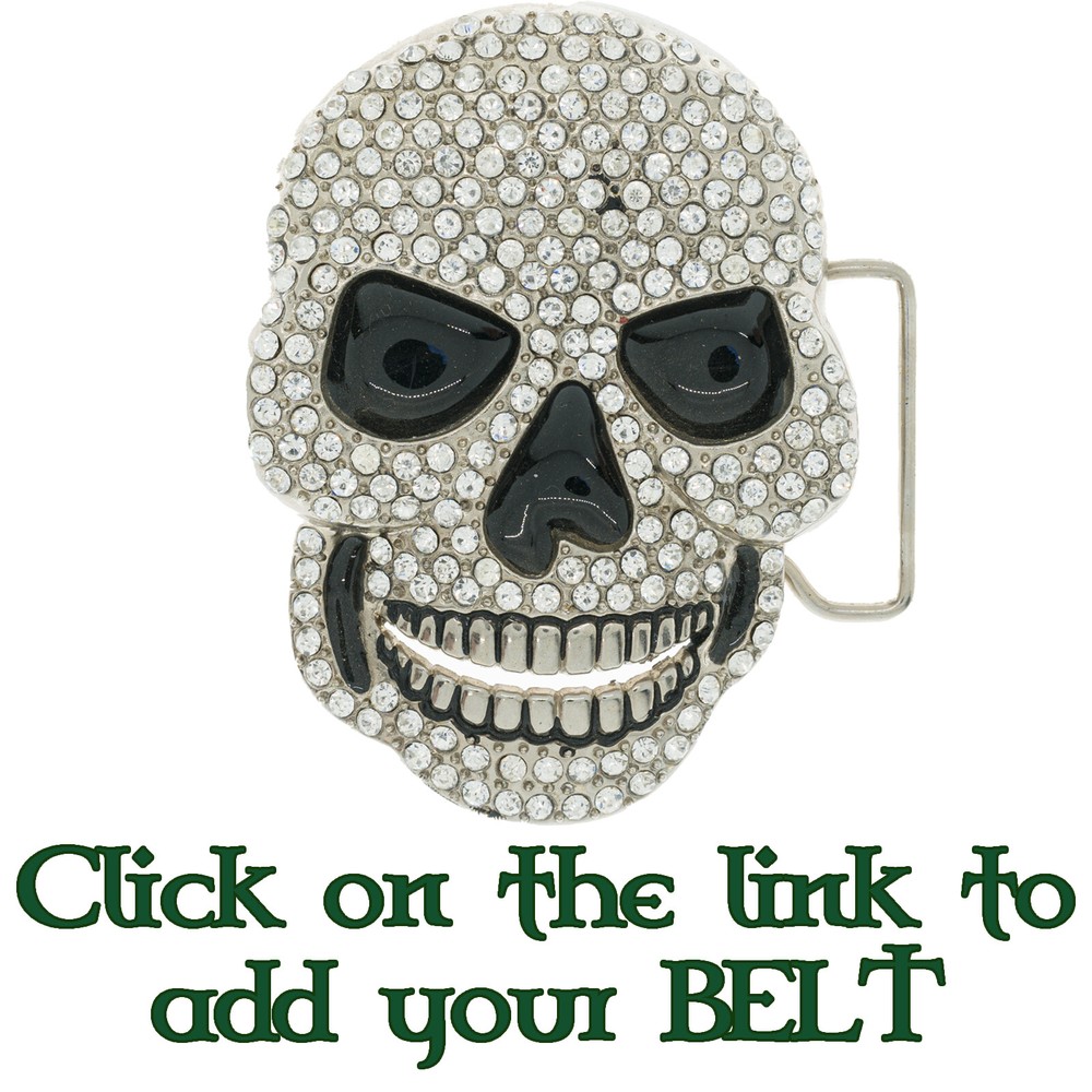 Bling Diamante Skull Buckle Biker Metal Gothic Celtic Viking Emo Skeleton Dead