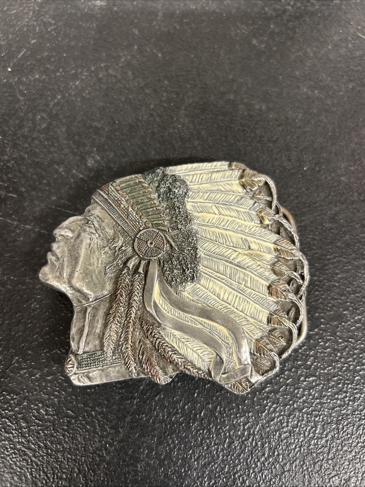 BERGAMOT 1993 SISKIYOU DIAMOND CUT Indian Chief Native Cowboy Belt Buckle #154