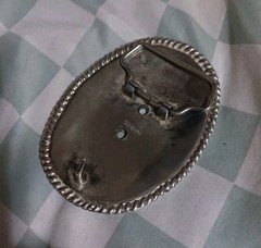 Vintage 1995 Oval Engraved Silver-Tone Belt Buckle – Blank Canvas