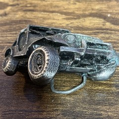 Vintage 1978 « 4×4 » 3D Pewter Jeep Bergamot Brass Works Belt Buckle # J-39