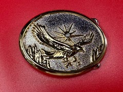 Majestic American Eagle Flying Wings Wide W/ Starburst Two Tone NOS Belt Buckle