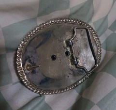 Vintage 1995 Oval Engraved Silver-Tone Belt Buckle – Blank Canvas