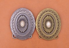 Antique Brass Western cowboy Flower Pattern Turquoise Leathercraft Belt Buckle