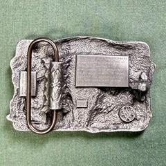 Vintage 1984 Siskiyou Railroads Built America Pewter Belt Buckle Train USA Made