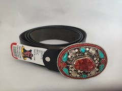 B46 Tibetan Silver Belt Buckle Leather waist trap Clasp Turquoise Coral