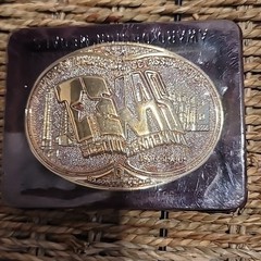 1986 Texas Sesquicentennial Belt Buckle 24kt gold palted new