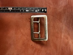 Men’s Solid Brass Silver Tone Rectangular Belt Buckle, Single Tongue 1.5 in
