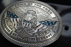 Nocona Bald Eagle with American Flag Land Of The Free Belt Buckle 37916