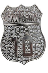 Men Silver Metal Belt Buckle CA State California 10 Freeway Bling Western Unisex