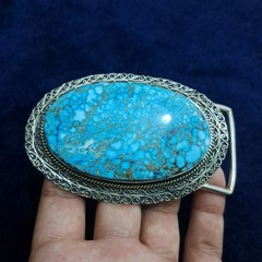 Natural Turquoise Belt Buckle Large Statement Western Belt Buckle Blue Turquoise