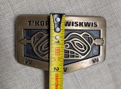 vintage USA made 1970s belt bucke T&rsquo;KOPE KWISKWIS boy scouts SOLID BRONZE