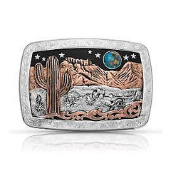 Montana Silversmiths® Desert Moon Turquoise Cactus Buckle 42110