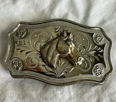 Silver Western Horse Head Floral Engraved Belt Buckle Mens Fits 1.5in