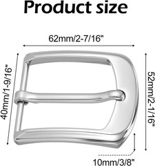 2PCS Belt Buckle Replacement Heavy Duty Single Prong Metal Silver 40mm