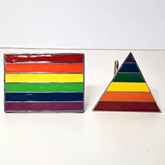 Great American Products Lot of 2 Rainbow Pride Striped Enamel Belt Buckles LGBTQ