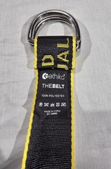 Ethika Adjustable Belt Black Yellow Text Pattern Metal Buckle Polyester