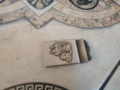 Vintage Stussy Belt Buckle ONLY Peace Love Dollar Archive 90s Silver Metal