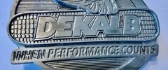 Vintage Dekalb Seed Logo Belt Buckle Silver Tone Heavy Duty Farmer Tractor
