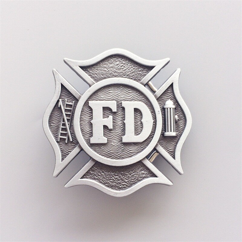 Antique Silver Vintage Style Fire Fighter Dept Hero Belt Buckle