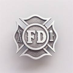 Antique Silver Vintage Style Fire Fighter Dept Hero Belt Buckle