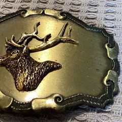 Elk Mule Deer Head Raintree Buckle & Jewelry Inc Brass Belt Buckle Hunting Theme
