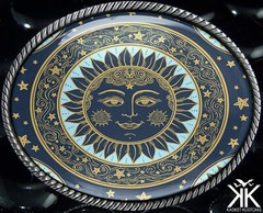 Boho Sun Belt Buckle – Ornate Bohemian Medallion Art Oval Buckle – 911