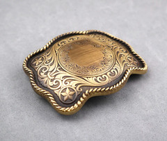 Engraved Brass Belt Buckle Custom Personalized Monogrammed Western Buckle