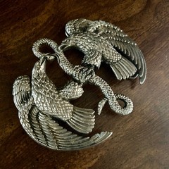 Bergamot Brass Works Belt Buckle Mens OS Silver Good Eagle Snake Western Biker