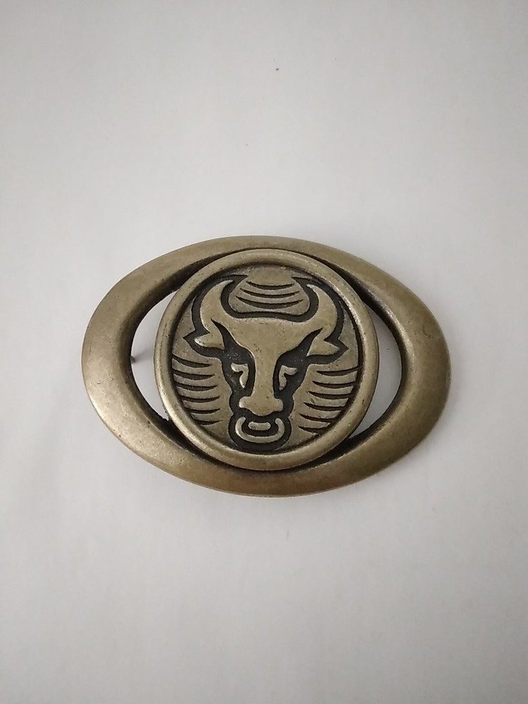 1980&rsquo;s Vintage Brass Bull Belt Buckle – Bull w/ ring in nose – Rodeo – Bullrider