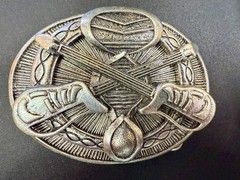 Crossed Sword&rsquo;s Weapon Gothic Punk Vibe Silver Color Silver Dagger Belt Buckle