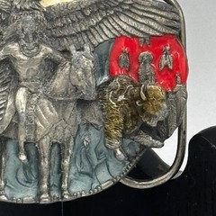 Siskiyou Buckle Co Native American Warrior Eagle Buffalo Belt Buckle USA Made