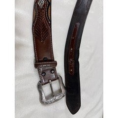 Nocona Western Leather Belt Men&rsquo;s Size 40 Brown Tooled Engraved Buckle