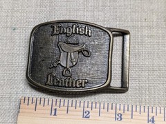1970s vintage ENGLISH LEATHER belt buckle BRASS western SADDLE cowboy