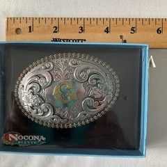 Nocona Belt Company Western Belt Buckles Mens Silver 2 Buckles G Initial
