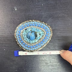 Oblong Oval faux turquoise Eye Design Metal Belt Buckle Fits