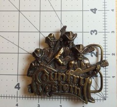 VTG Country Western Music Band Brass Belt Buckle Honkytonk Nashville Bergamot