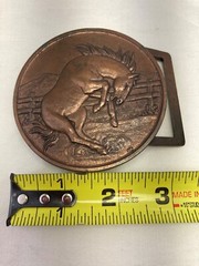 Bucking Bronco Western Belt Buckle Vintage Solid Metal 3&Prime; Unbranded