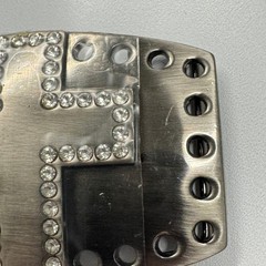 Sparkling Rhinestone Cross Belt Buckle Pewter Tone Western Style 3&Prime; x 2&Prime;